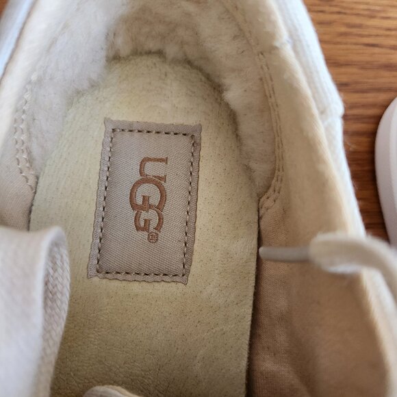 UGG EYAN II WONEN'S WHITE CANVAS LACE UP ESPADRILLE JUTE SNEAKERS SIZE 8.5 NEW - Picture 4 of 8